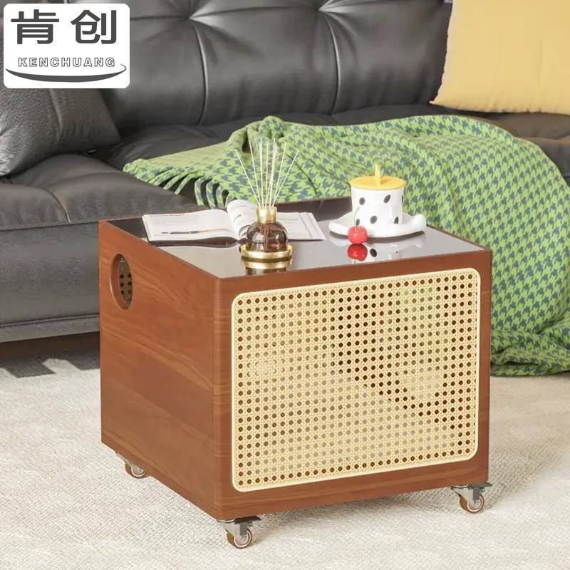 宠物茶几人宠共用家具猫窝狗窝实木藤编卧室落地边几柜可移动猫桌