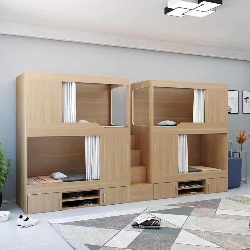 上下铺双层床成人儿童实木高低床青旅互不干扰上下床家用太空舱床