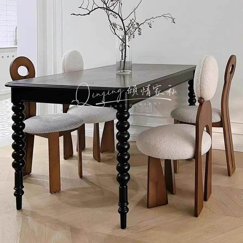 黑色实木半椭圆餐桌岛台一体靠墙小户型原木复古法式吃饭桌洽谈桌,3C数码配件,其它配件,淘宝优惠券,粉丝福利购,淘宝优惠卷