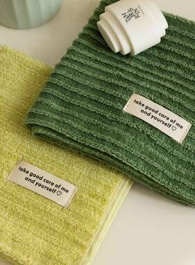 简约纯色小清新绿色系毛巾组合 洗脸面巾小方巾超柔吸水浴巾2条装