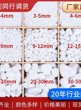 白色鹅卵石机制雪花白盆栽装饰白石子鹅卵石园艺庭院造景雪花白