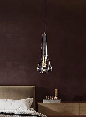 新款全铜轻奢创意个性后现代水晶吊灯卧室床头吧台咖啡厅吊灯