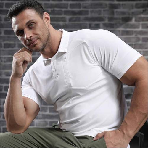 迪家轻户外速干T恤男士休闲健身服女短袖透气冰丝弹力polo衫