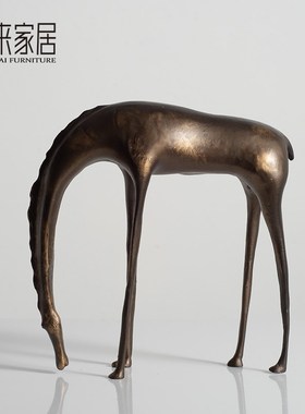 东来家居创意金属饮水马摆件样板房玄关隔断陈设饰品酒柜书柜摆设