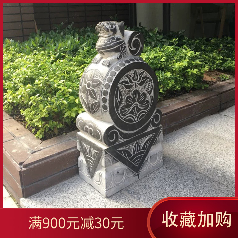 门墩 石雕抱鼓石仿古青石做旧石狮子麒麟门档门口庭院天然石材