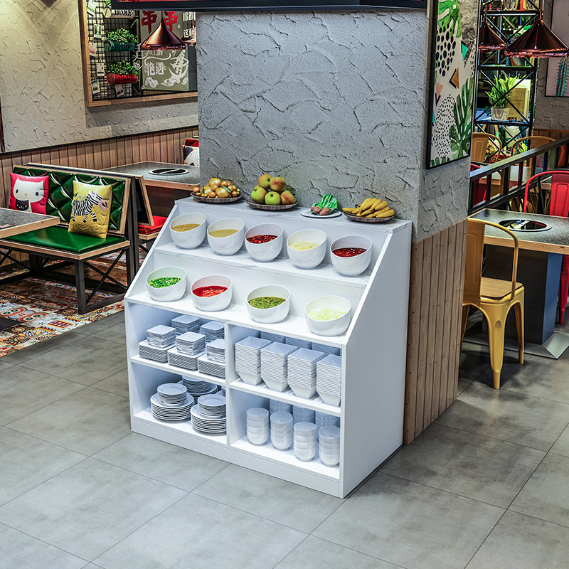 火锅调料台商用餐厅工业风佐料台备餐柜饭店自助碗筷收纳柜酱料桌