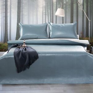 原牧新款头层凉席彩色牛皮席三件套夏季凉席纯色软席子