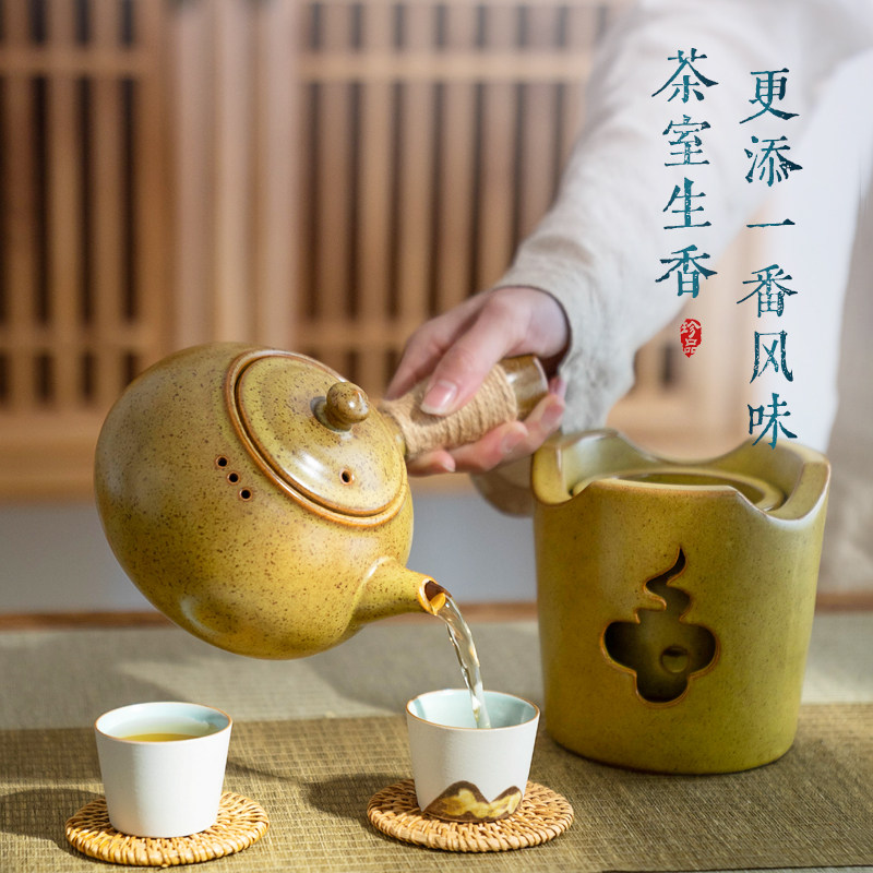 中式煮茶炉家用陶瓷木炭烧水壶户外炭烧炉酒精灯煮茶器温茶炉套装