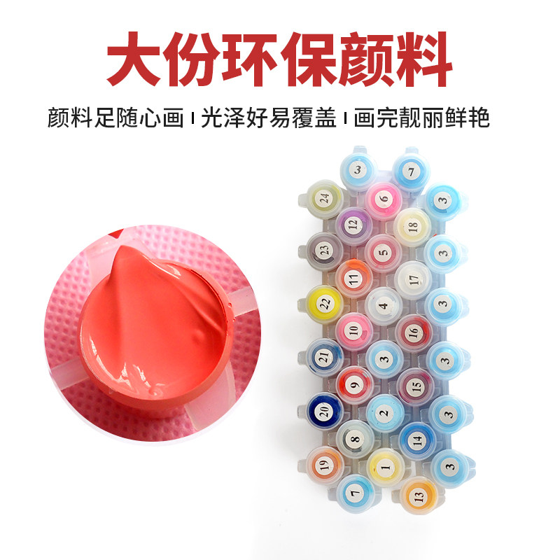 自绘填色画减压填充画手工成人手绘油彩画上色数字油画diy玫瑰花