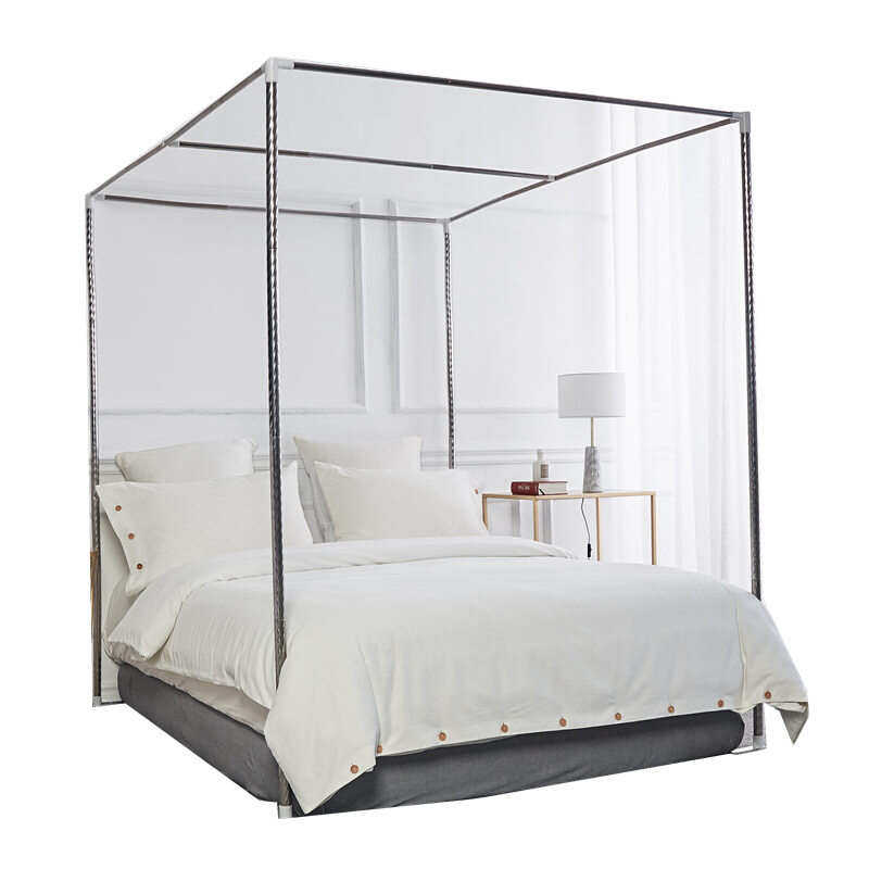 蚊帐支架杆子配件三开门顶方单公主开门蚊帐加粗架子不锈钢管落地