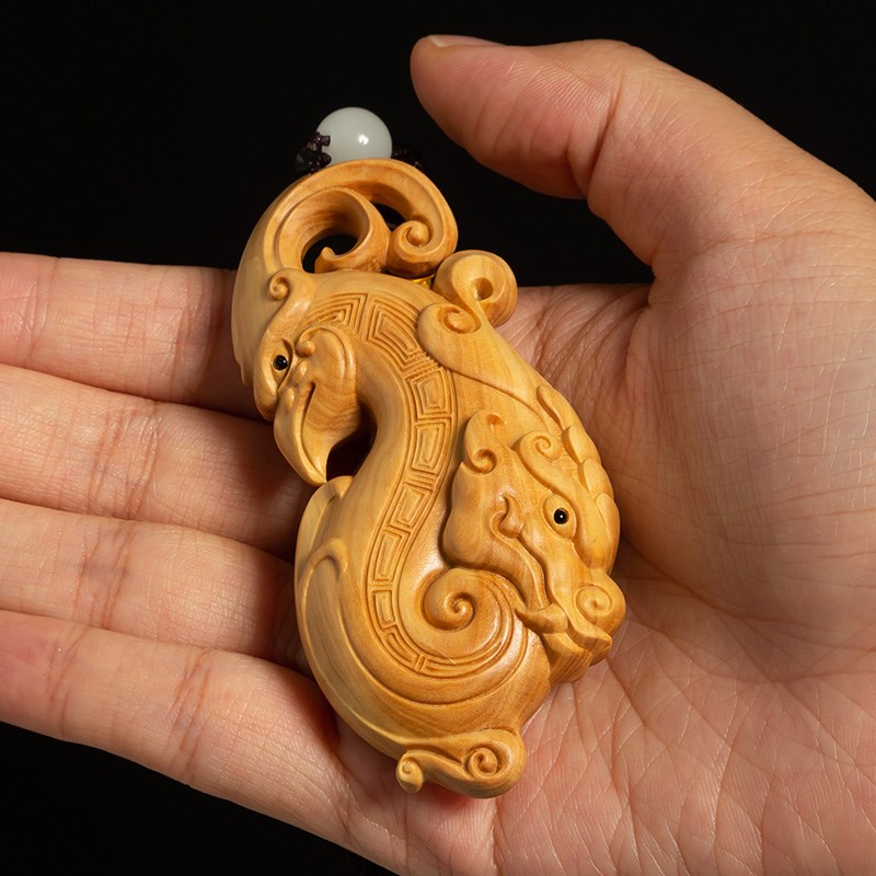 黄杨木雕男士文玩手把件把玩挂件工艺品解压盘玩物件龙凤呈祥