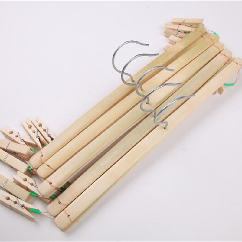 10个装竹木晾衣架袜架多夹晒衣架晾衣架多用裤架十字竹子裤夹衣架