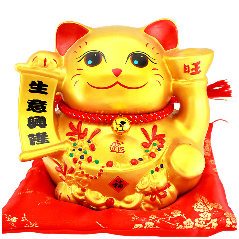 金色陶瓷招财猫存钱罐储蓄罐摆件大号收银台创意开业店铺送礼品
