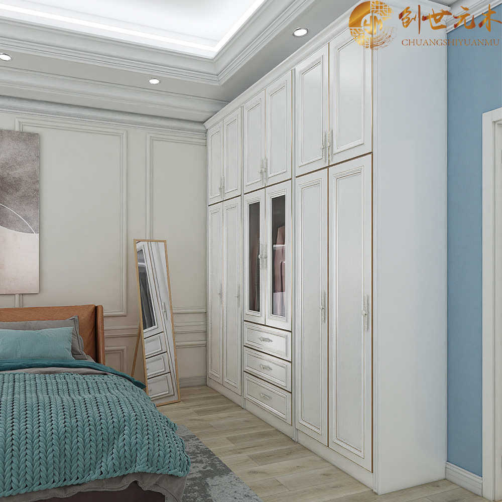 厂家直供定制衣柜组合衣柜储物柜描金开门板式家具欧式卧室