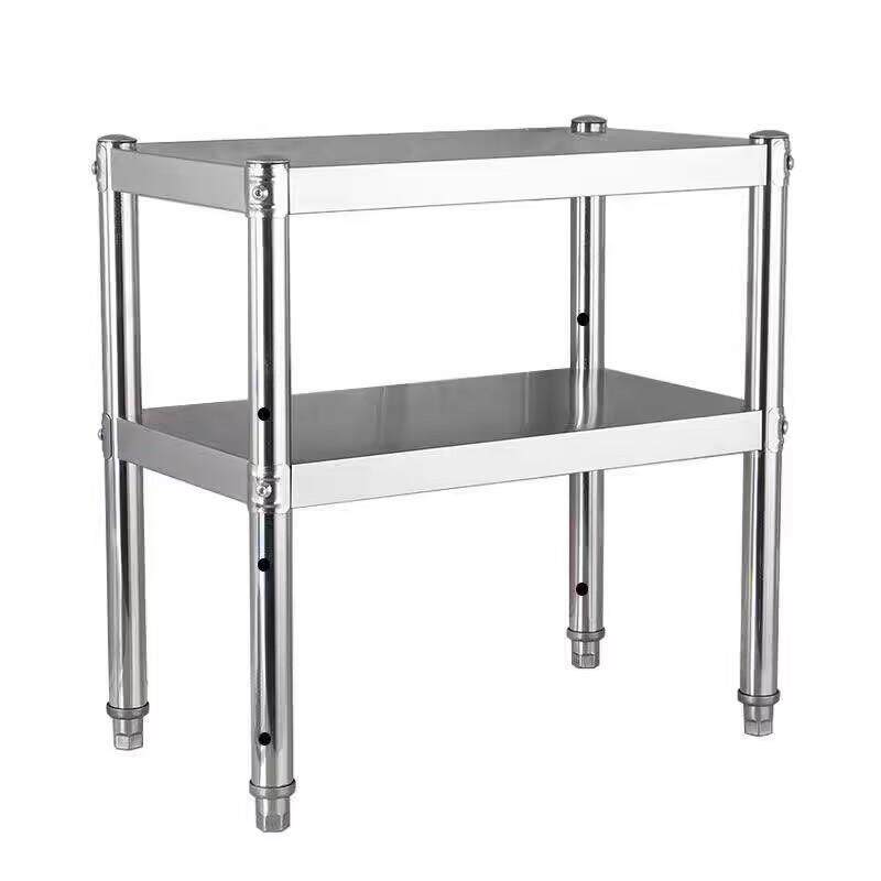 厨房不锈钢两层置物架微波炉烤箱架落地调料整理储物收纳碗碟架子