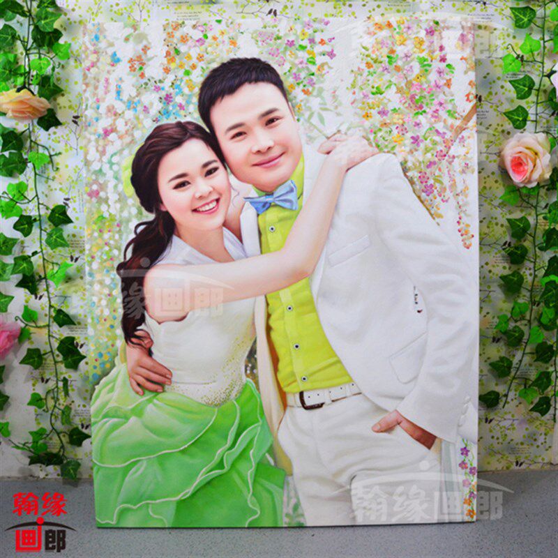 纯手绘油画定制 人物婚纱油画 宠物风景画 传统肖像个性订制装饰