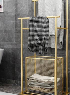 卫间生置物架浴巾毛巾架一体浴F5M6THMJ浴室厕所缸边脏衣篮落收纳