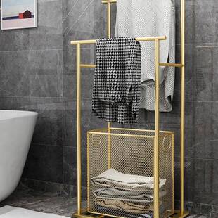 卫间生置物架浴巾毛巾架一体浴F5M6THMJ浴室厕所缸边脏衣篮落收纳