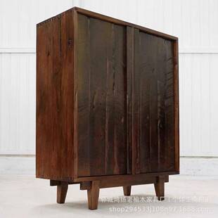 老木收纳家用小榆型靠边柜木质储物柜L9-22茶宝室多阁落地角柜柜