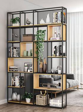 美铁艺置物架地办公室屏38915风隔断镂空式展示架客厅柜多落层实