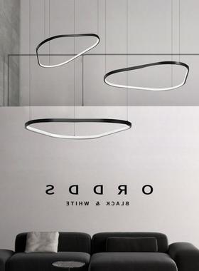 形意式极简客梯厅别墅餐厅WFW吊灯黑色高度艺异复式楼间酒店术不