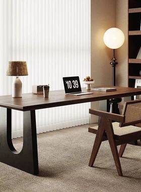 实木竞大板双人电脑桌台式卧室两用办公桌大长家VVD书桌工作台人