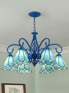 地中海风格蓝色吊灯ORB大灯灯气创意田园客厅餐室厅卧蒂凡尼饰灯