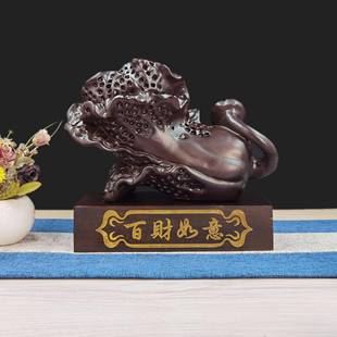 实木雕白菜件吧台刻酒柜装 饰品店铺摆开家业居摆BC001件百财如意