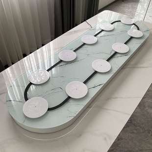 长方形餐桌电动转盘家用大板茶桌会议桌长桌吃饭自动旋转小传送带