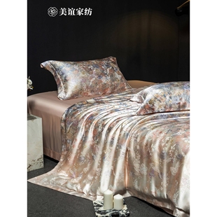 高奢桑蚕丝感天丝棉四件套提花纯棉被套罩亲肤高床品