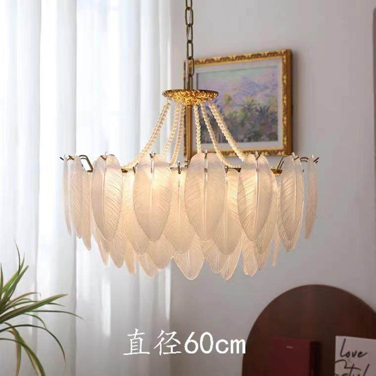 法客厅灯式复古珍珠装饰羽毛简玻璃灯现代约QH-1663轻奢室卧餐厅,家装灯饰光源,智能吊灯,淘宝优惠券,粉丝福利购,淘宝优惠卷