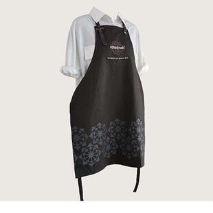 定制log深灰色棉数码 14美发围o裙理发店助理美发 印花料挂脖围裙1