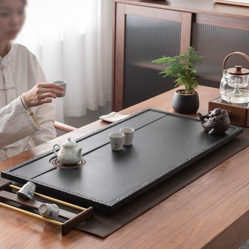 茶乌金瓷石茶盘用小简约具JZCP-CP-茶台排水式干家泡台石头轻奢复