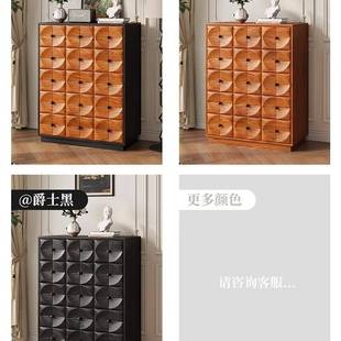 实木斗柜组合客厅餐边柜高低柜法式置物柜收纳柜复古风网红床尾柜