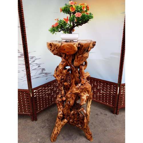 根雕花架架杜鹃底根创木意花233盘座客厅摆件天然实木树根盆景原