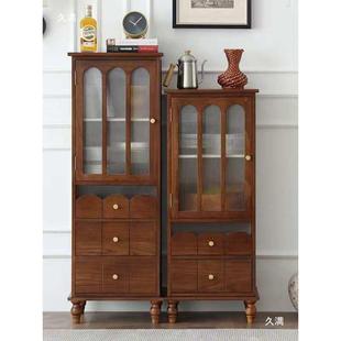酒柜柜客厅2502靠墙电视柜旁边璃柜展示柜厅餐柜复古美式 实木餐边