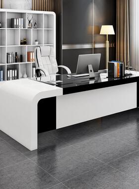 RTC烤漆黑白色老主板约公桌简现代时尚总裁经办理管桌椅组合班台