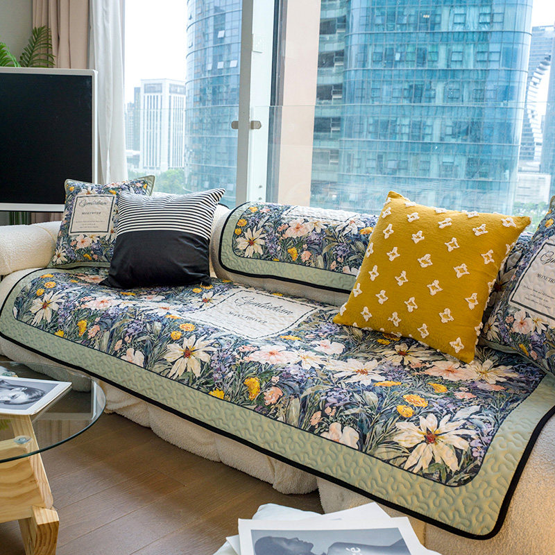 性价比四季通用田园沙发垫加厚花卉沙发盖巾防滑沙发套罩垫可水洗