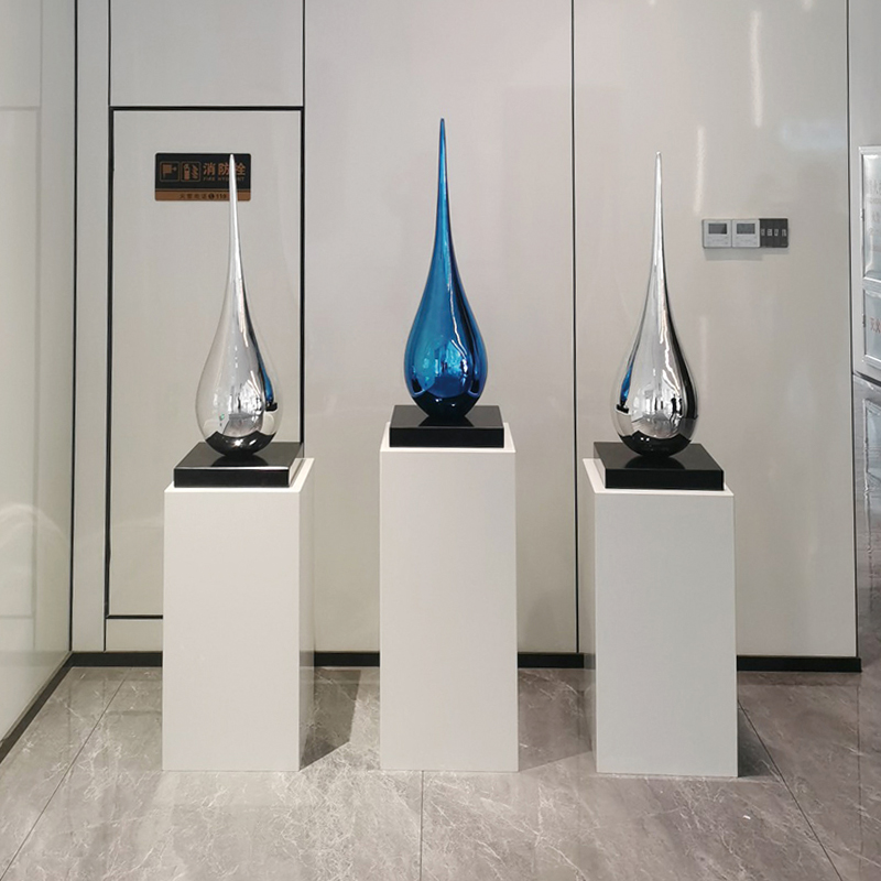 现代简约水滴摆件酒店售楼处大厅商场会所工艺品雕塑艺术软装饰品