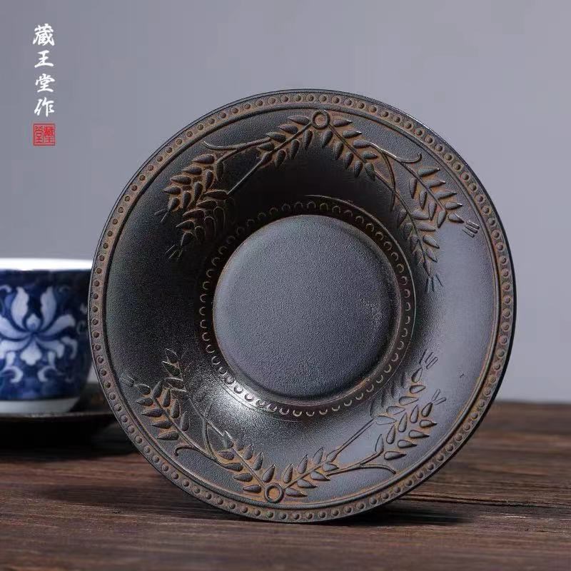 日式铸铁杯垫金属茶杯垫壶承杯托茶垫茶道功夫茶具配件5个装