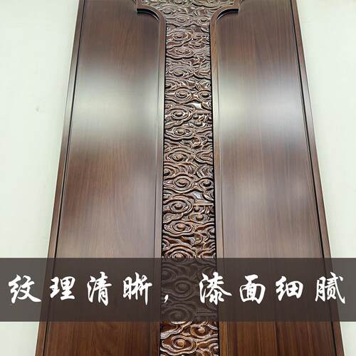 边新中式电视板背景墙实木框实木烤漆木集成护墙客厅VLL雕花纹木