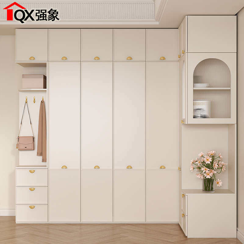 简约现代奶油风转角衣柜大衣家用定制收纳卧室组合A30多功能柜子