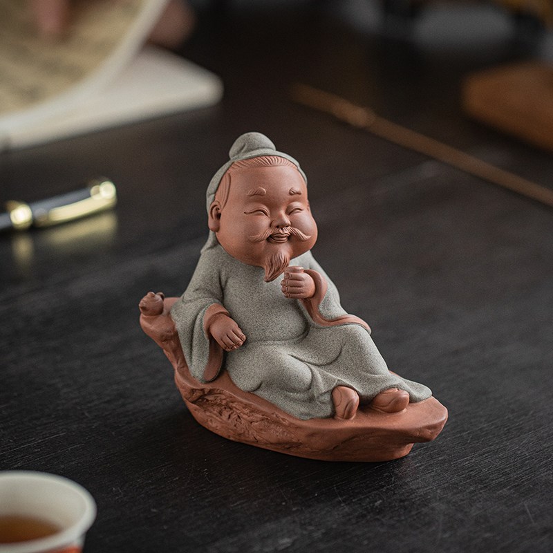 紫砂历史人物茶圣陆羽茶宠摆件中式禅意茶室茶桌茶台博古架装饰品