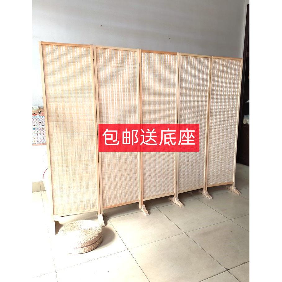 中式竹编屏风隔断简约现代客厅卧室遮挡家用折叠移动办公实木折屏