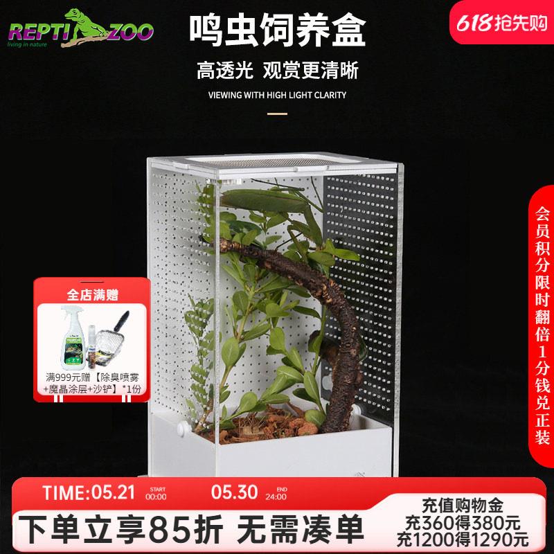 Reptizoo压克力饲养盒竹蛉昆虫盒螳螂罐螽斯笼子鸣虫生态盒蟋蟀箱