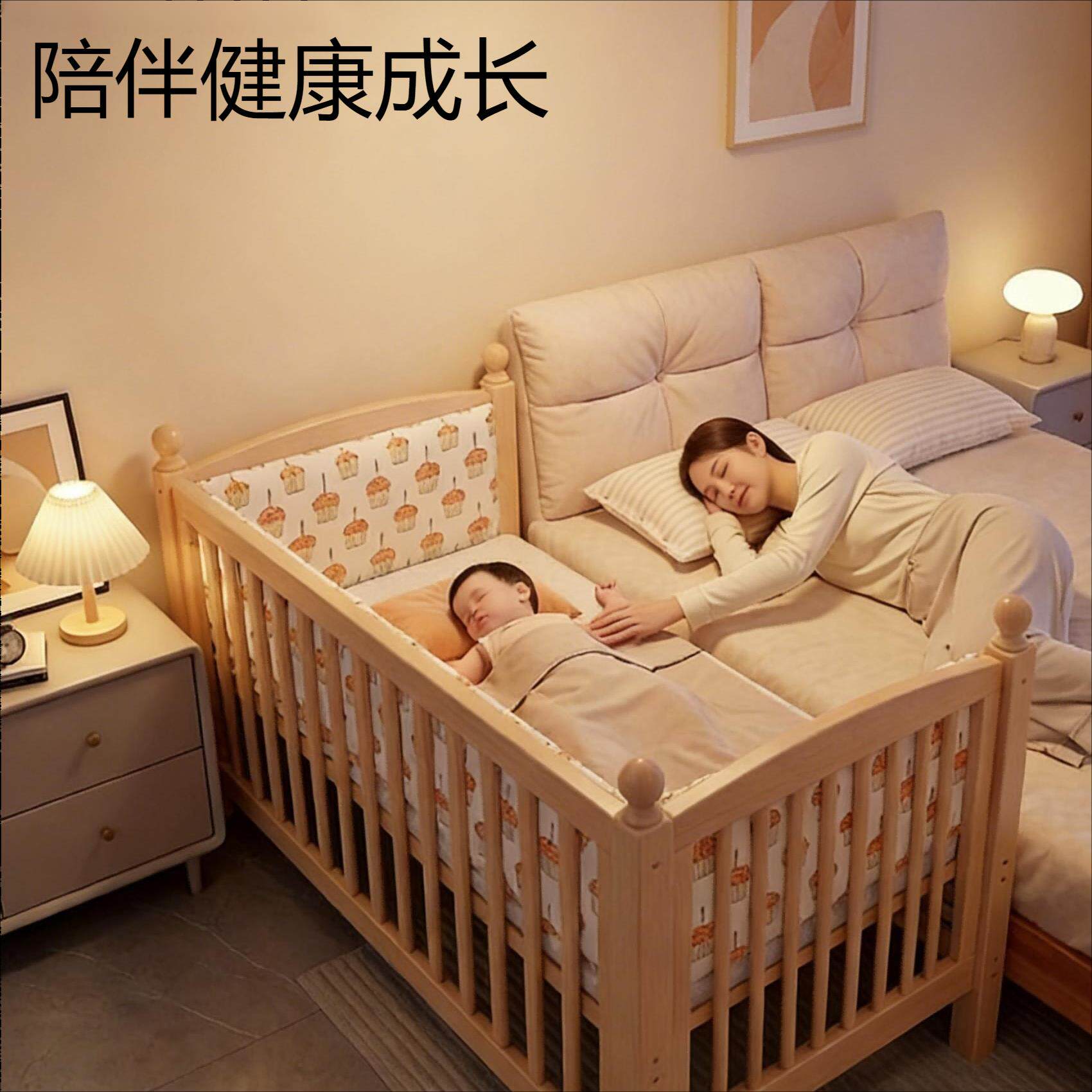落脂护栏儿童床无漆全实木拼接床宝宝婴儿床无缝家用小孩床