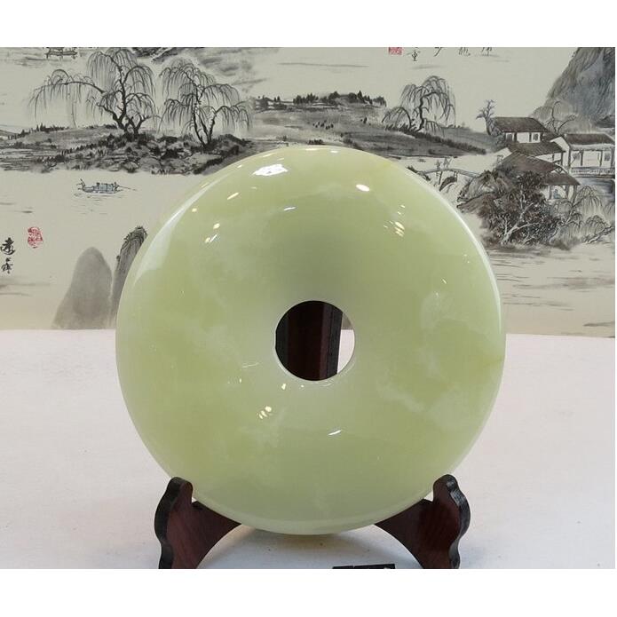 天然正品玉石阿富汗玉平安扣摆件和氏璧阿富汗青白玉怀古平安摆件