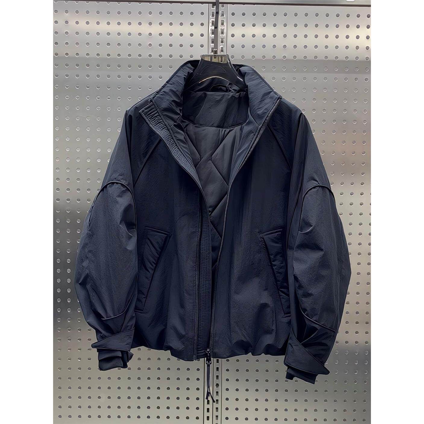 棉衣男冬季新款纯色工装立领棉服男潮牌时尚百搭保暖加厚外套夹克