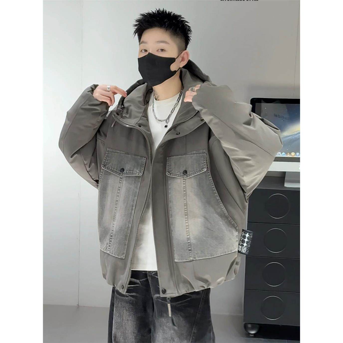 50白鸭绒冬季新款牛仔拼