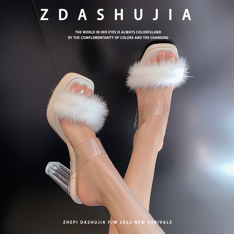 毛毛凉鞋女夏2025新款透